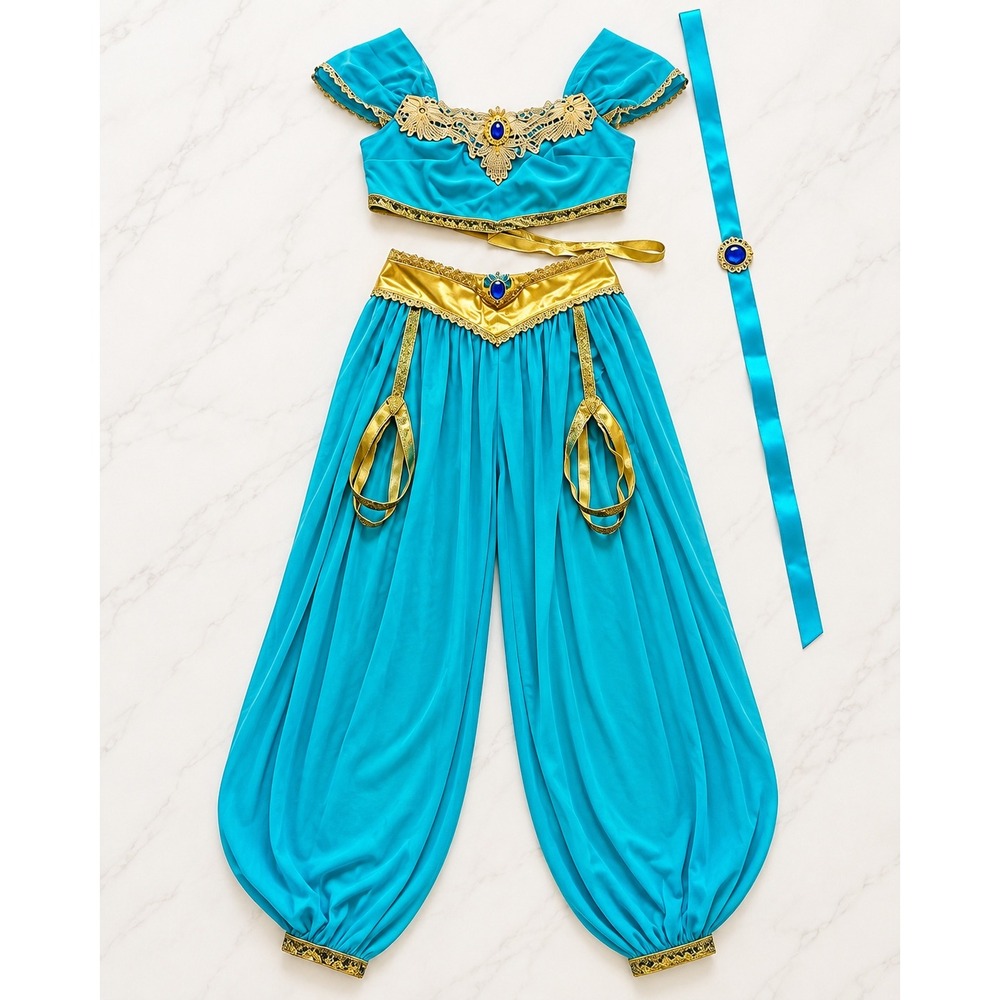 Leg Avenue Oasis Princess Costume Womens Small Turquoise Gold Genie 4 Piece Set